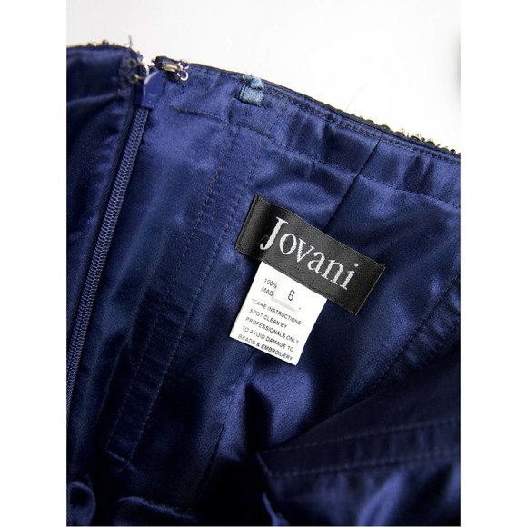 Jovani Strapless Blue and Silver Dress - Picture 3 of 15